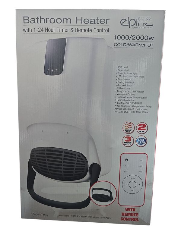Elpine Bathroom Heater with 1-24Hr Timer