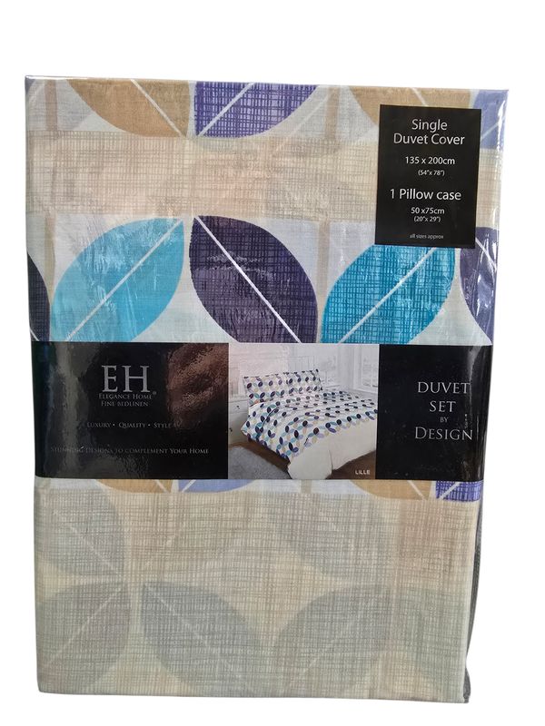 Elegance Home Lillie Blue Single Duvet Set