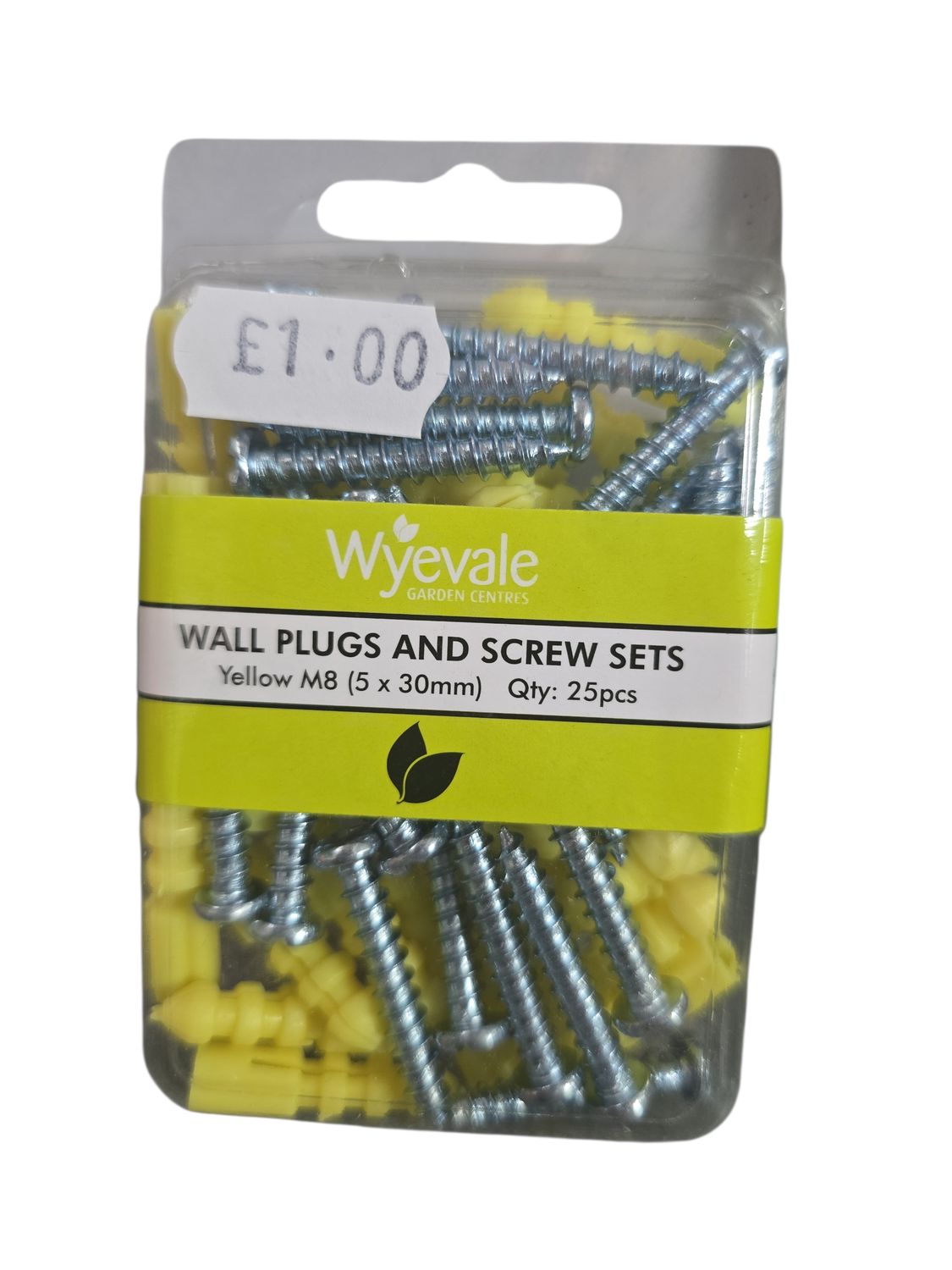 Wyevale Wall Plugs & Screw Set 25pc M8 5x30mm