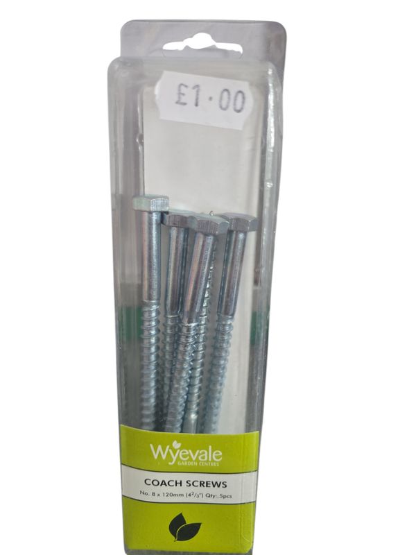 Wyevale Coach Screws 8x120mm 5pc