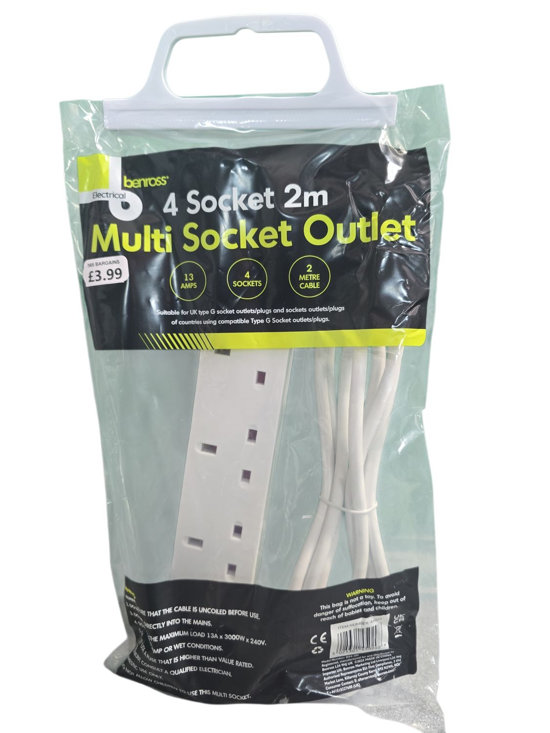 Benross 4 Socket 2M Extension Lead