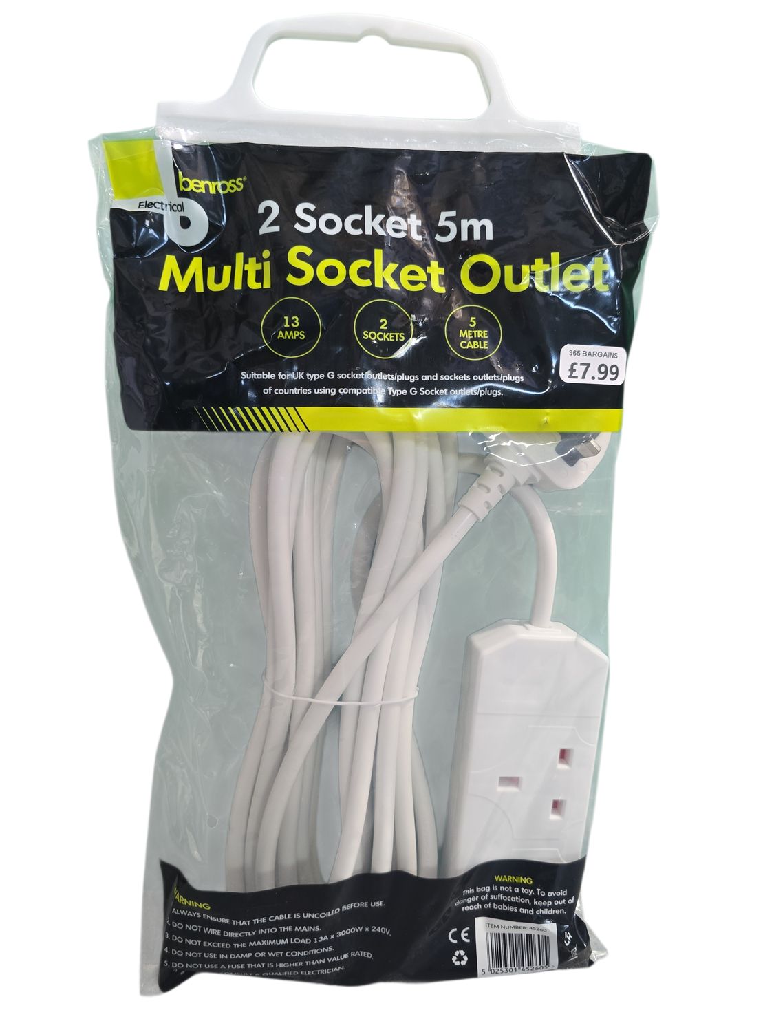 Benross 2 Socket 5M Extension Lead