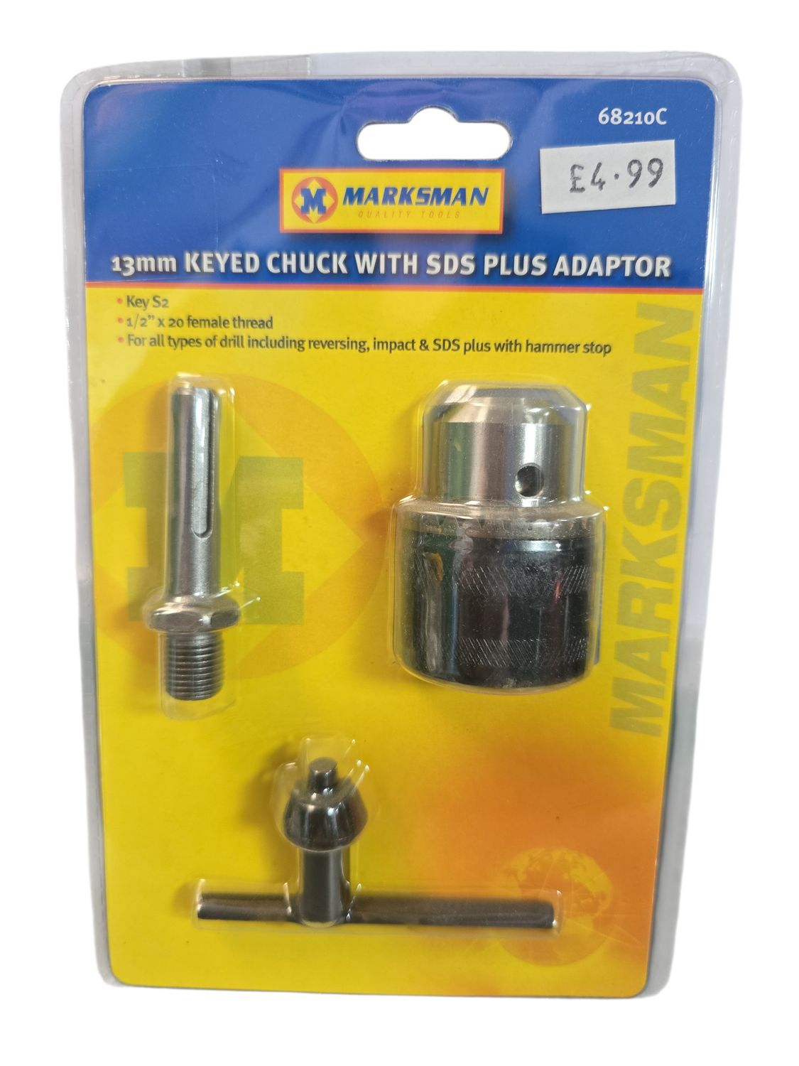 Marksman 13mm Keyed Chuck With SDS Plus Adaptor