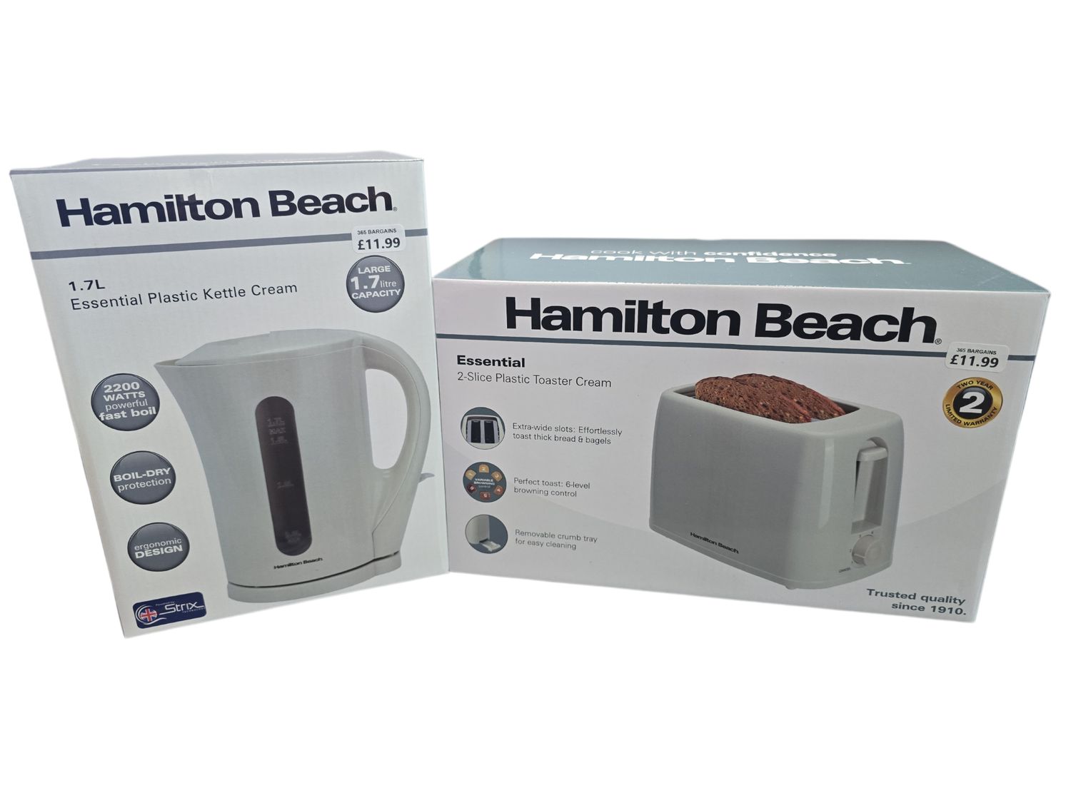 Hamilton Beach Essential Plastic Kettle & Toaster ( Cream )