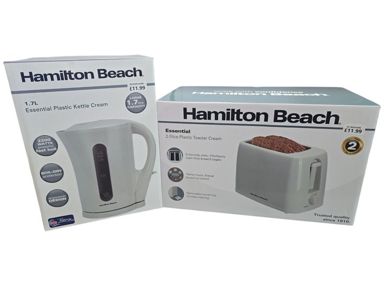 Hamilton Beach Essential Plastic Kettle & Toaster ( Cream )