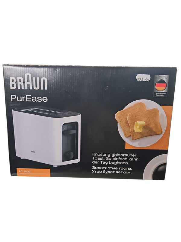 Braun PurEase 2 Slice Toaster White Plastic