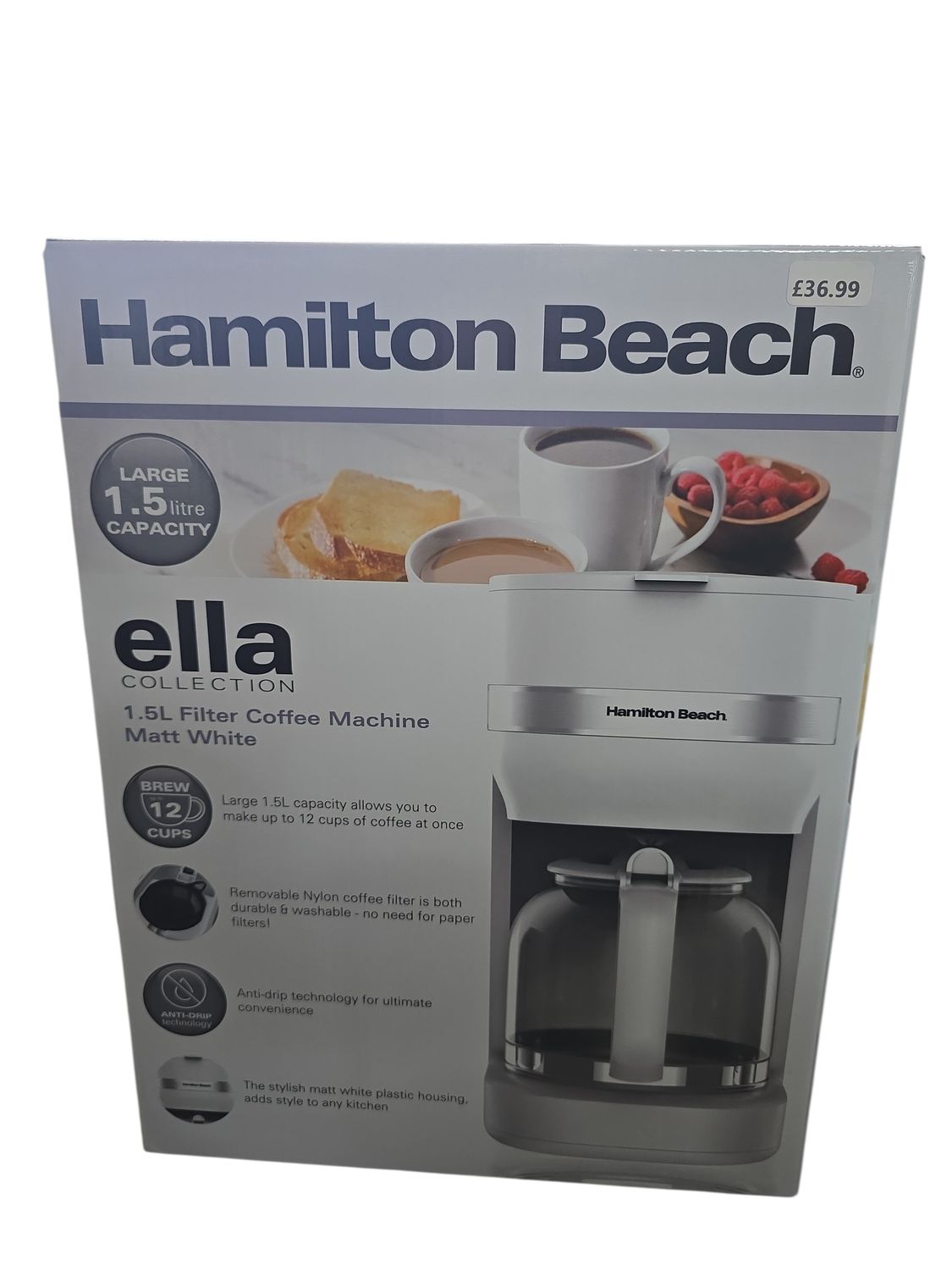 Hamilton Beach Ella Collection 1.5L Filter coffee Machine Matt White