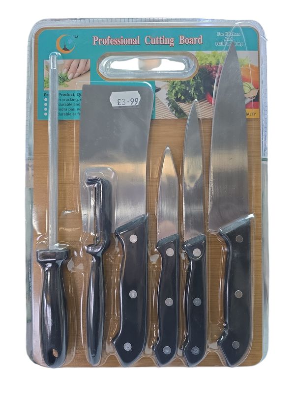 Cutting Board with 6Pc Knife Set