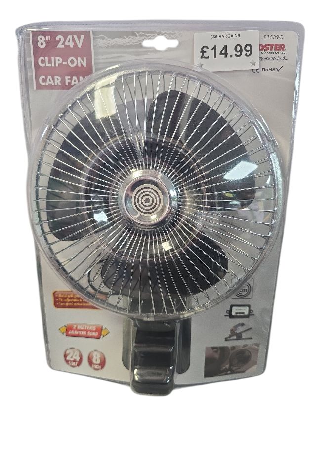 Roadster 8" 24V Clip -On Car Fan