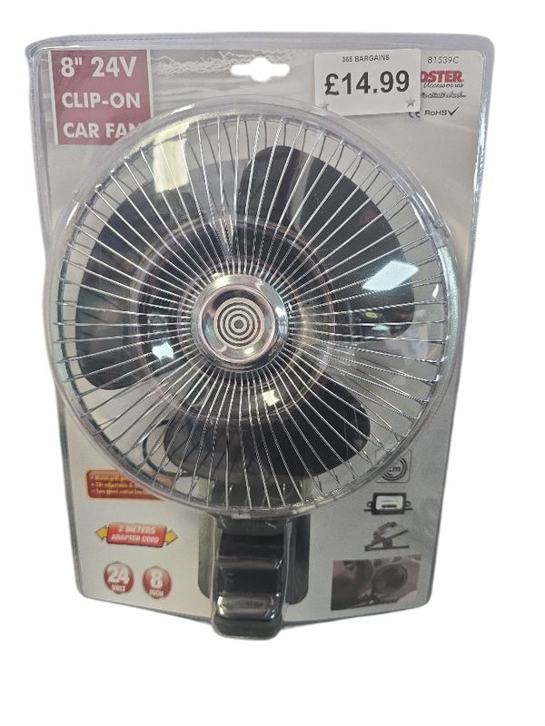 Roadster 8" 24V Clip -On Car Fan