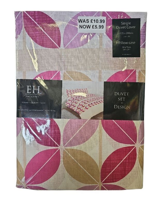 Elegance Home Single Duvet Set Lillie Fuchsia