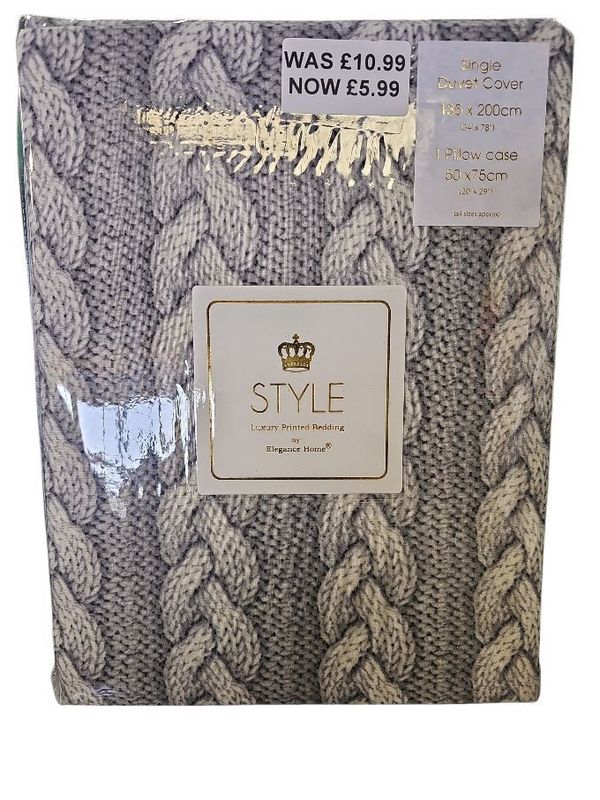 Style Grey Luxury Printed Single Bedding