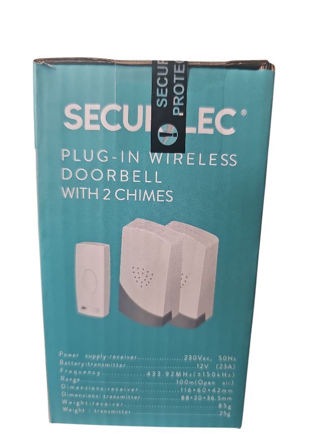 SecurLec Plug in Wireless Doorbell With 2 Chimes
