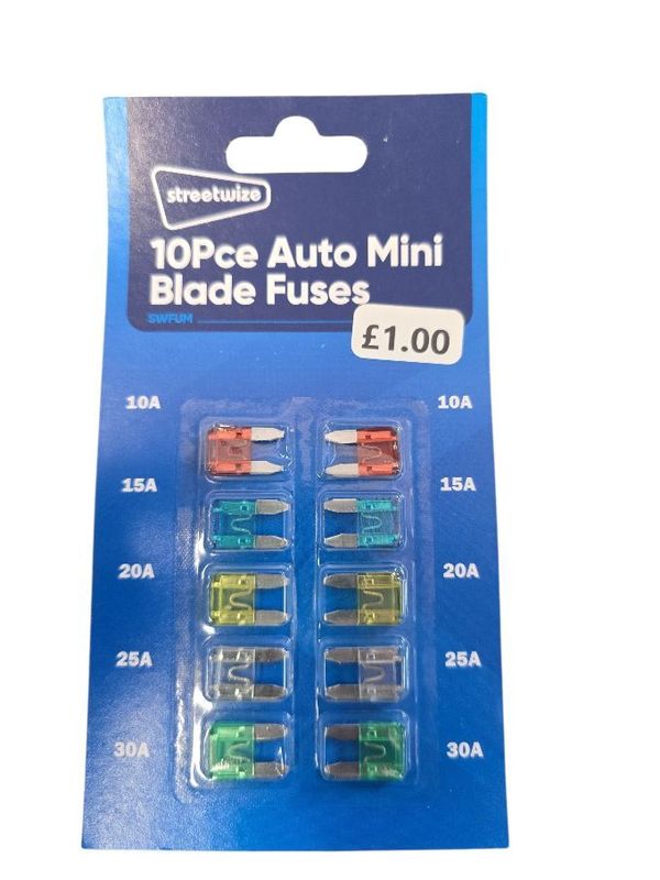 Streetwize 10pce Auto Mini Blade Fuses