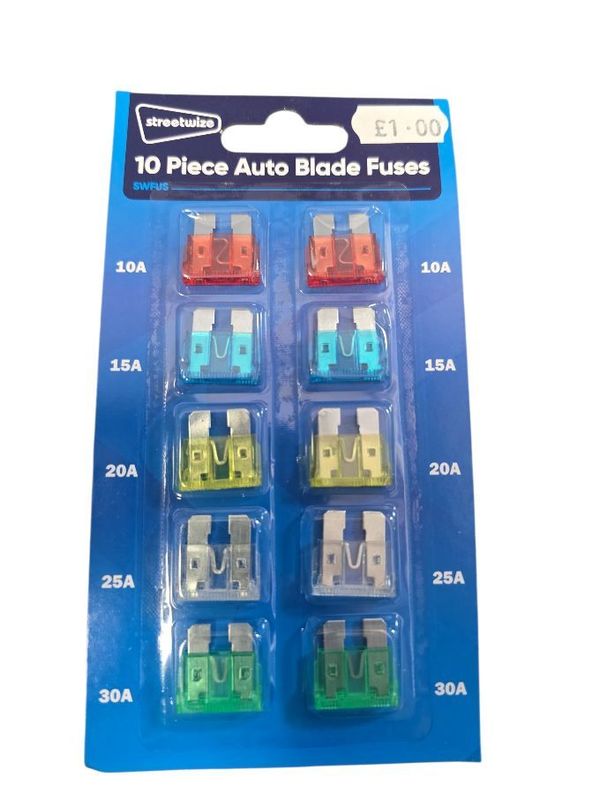 Streetwize 10 Piece Auto Blade Fuses