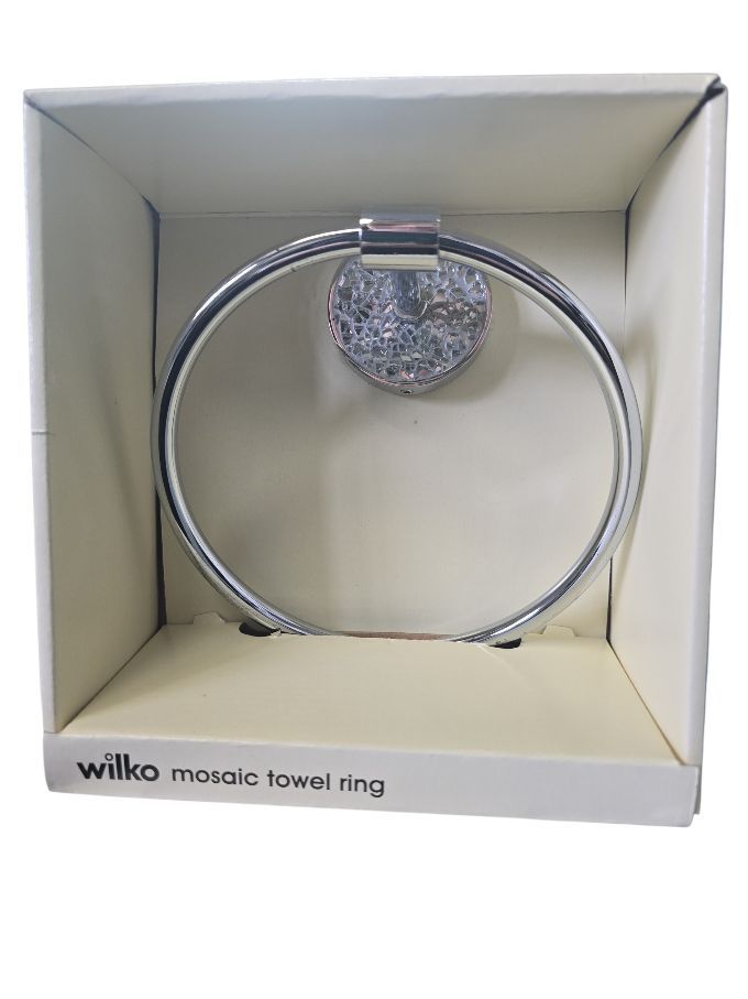 Macau Towel Ring With Crushed Crystal Effect Inlay Backplate