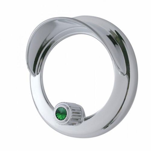 Part 41927 Chrome Plastic Freightliner Clock Bezel Visor Green