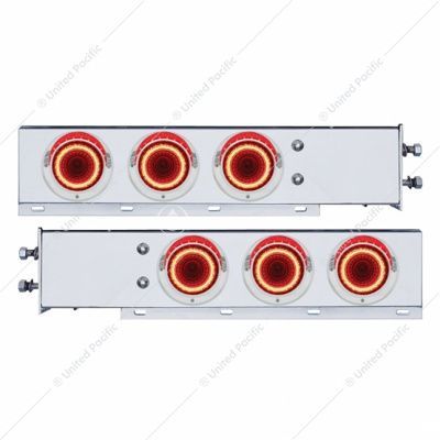 22252 2-1/2" Bolt Pattern SS Spring Loaded Rear Bar W/6X 4" Red LED Mirage Lights & Visor - Lens (Pair)