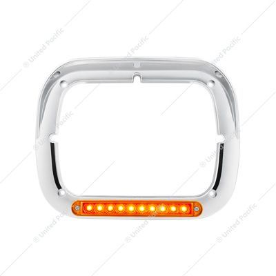 32370 10 LED 5" x 7" Headlight Bezel With Visor - Amber LED/Amber Lens