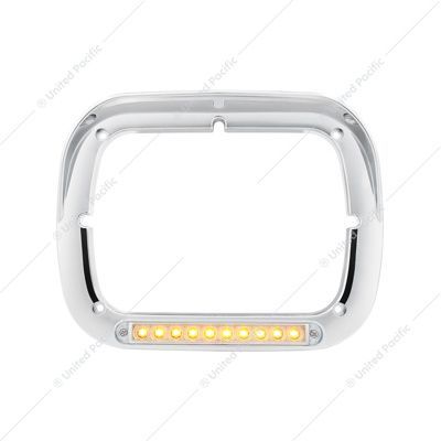 32371 10 LED 5" x 7" Headlight Bezel With Visor - Amber LED/Clear Lens