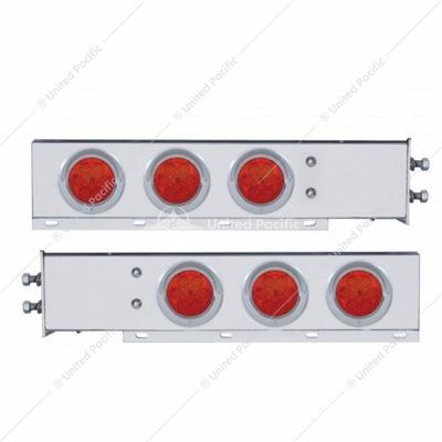 61734 2" Bolt Pattern Stainless Spring Loaded Light Bar With 6X 4" 7 LED Lights & Visors - Red LED/Red Lens (Pair)