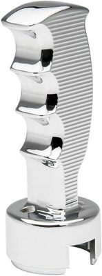 93481 Chrome Aluminum Straight Grip with Lines Gearshift Knob, Fits EF-13/18 Speed