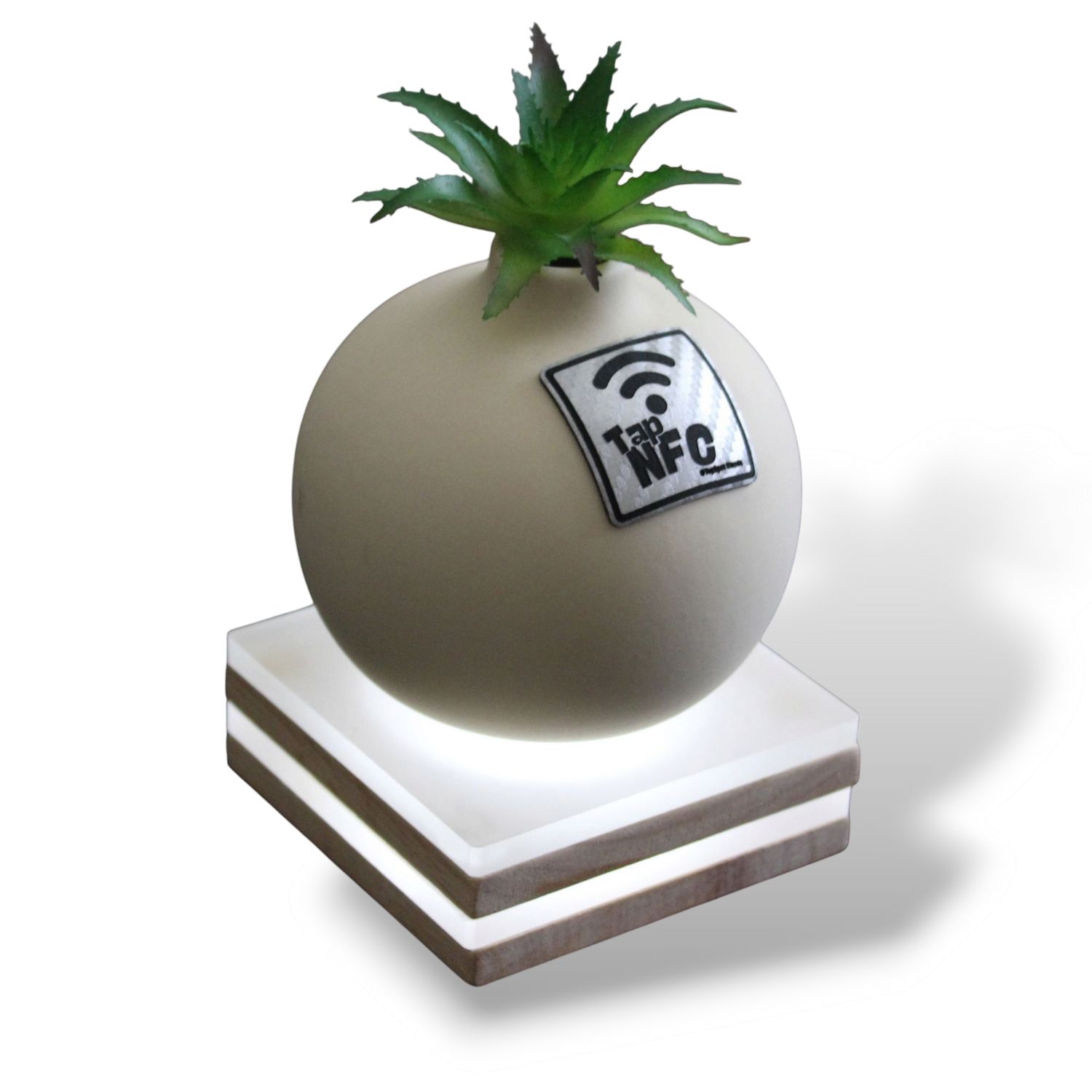 The Pod | NFC Planter Glow Base by TapSpot – Tap-to-Link Desk Display with QR Card