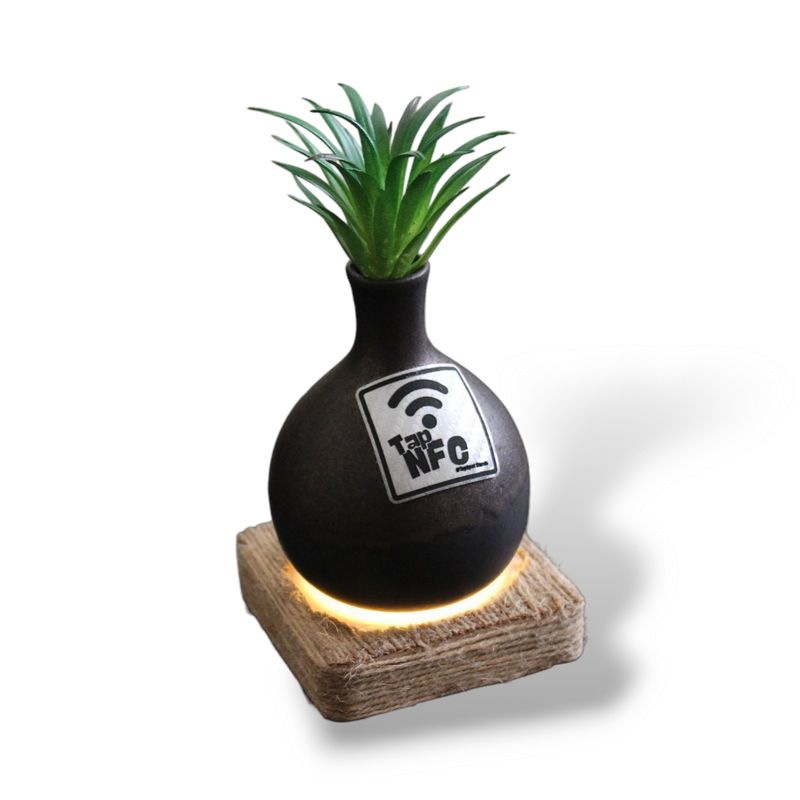 The Vessel | NFC Ceramic Glow Base by TapSpot – Tap-to-Link Desk Display with QR Card