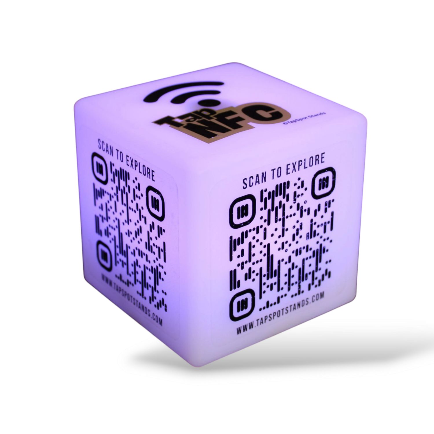 The Edge | Tap + Glow Cube with NFC &amp; QR by TapSpot – Light-Up Display for Links, Menus &amp; More