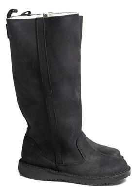 Stella 100% wool-lined premium leather ladies boot Nubuck Black