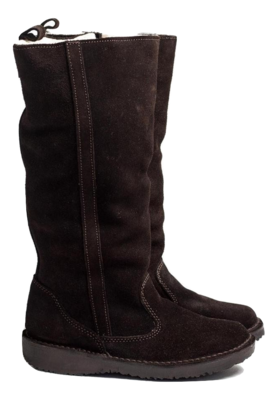 Stella 100% wool-lined premium leather ladies boot Suede Choc