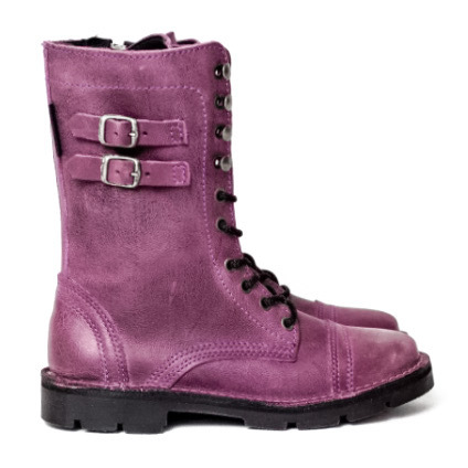 Combat Purple Lace-up Leather Boot