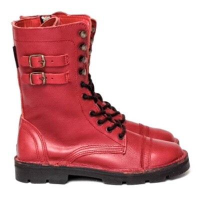 red bottom combat boots