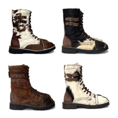 Combat Boot Nguni Hair-On Black/White