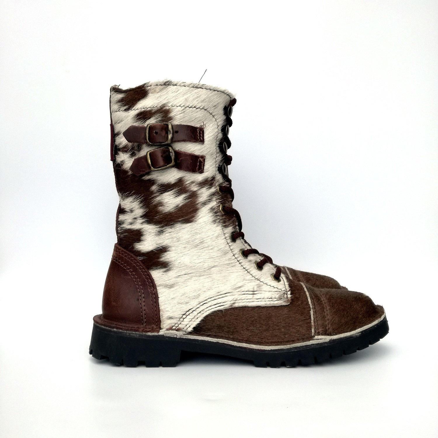 Combat Boot Nguni Hair-On Brown/White