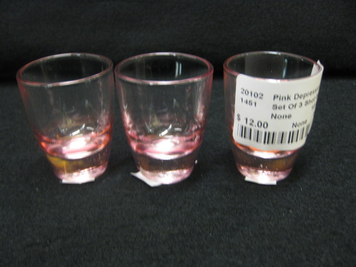 Pink Depression Set Of 3 Shot Glasses
