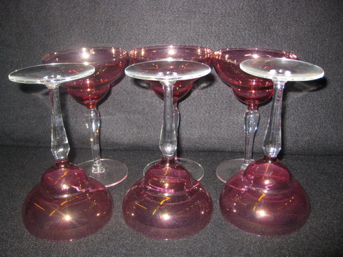 Ruby Depression Glass Set of 6 Champagne Glasses