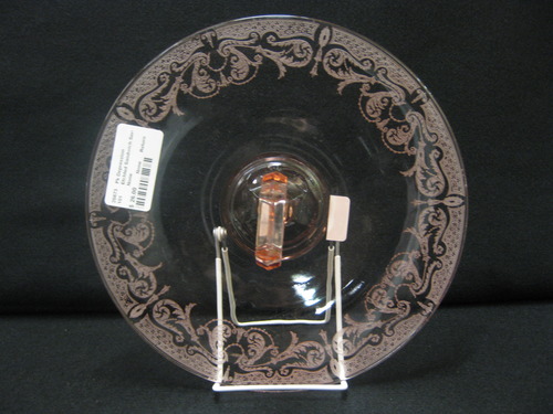Pink Depression Glass Etched Sandwich Serving Plate