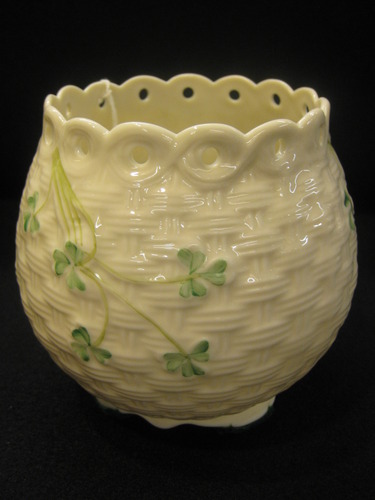 Belleek Round Shamrock Vase