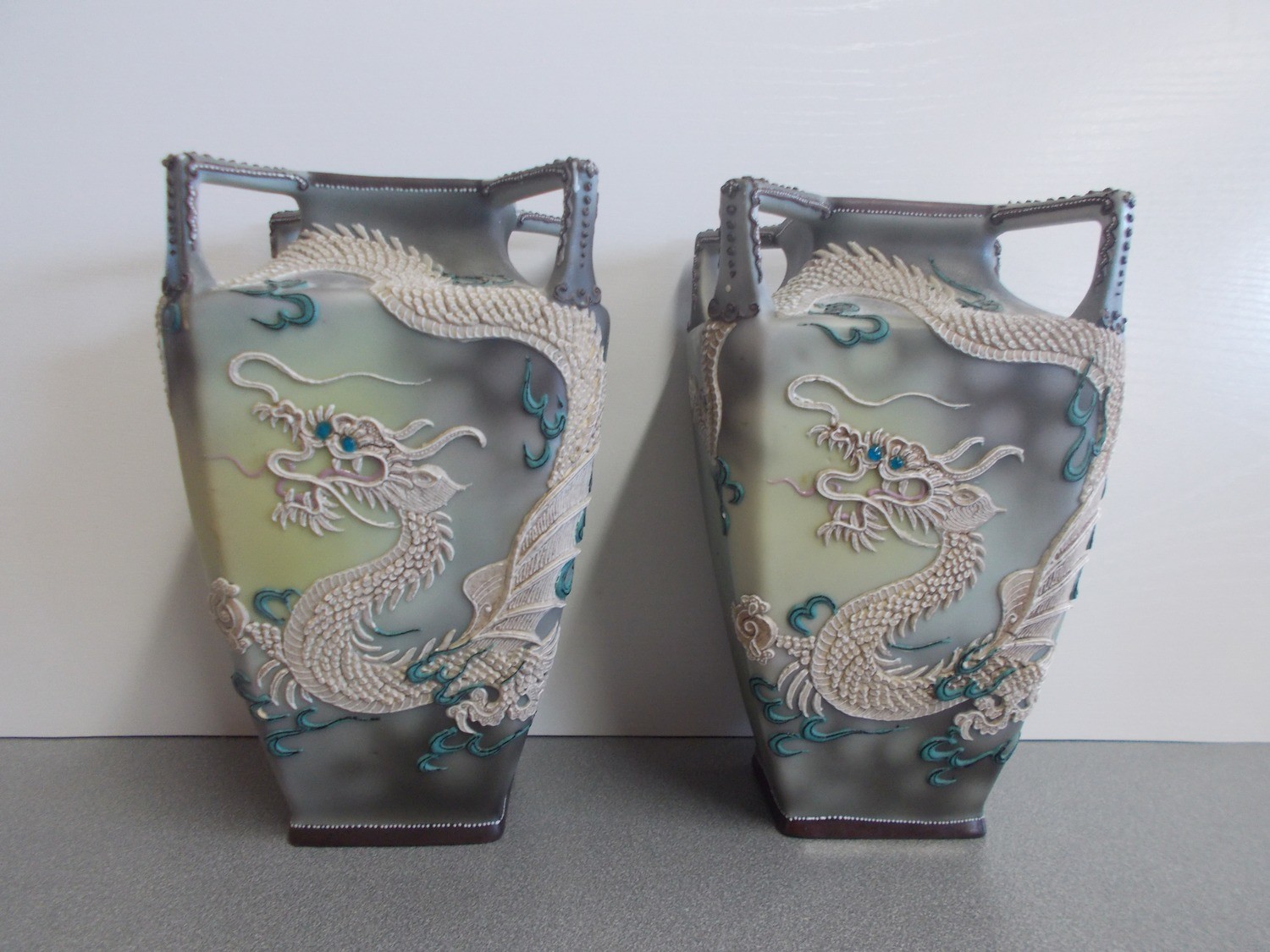 Nippon Dragonware Vase Pair