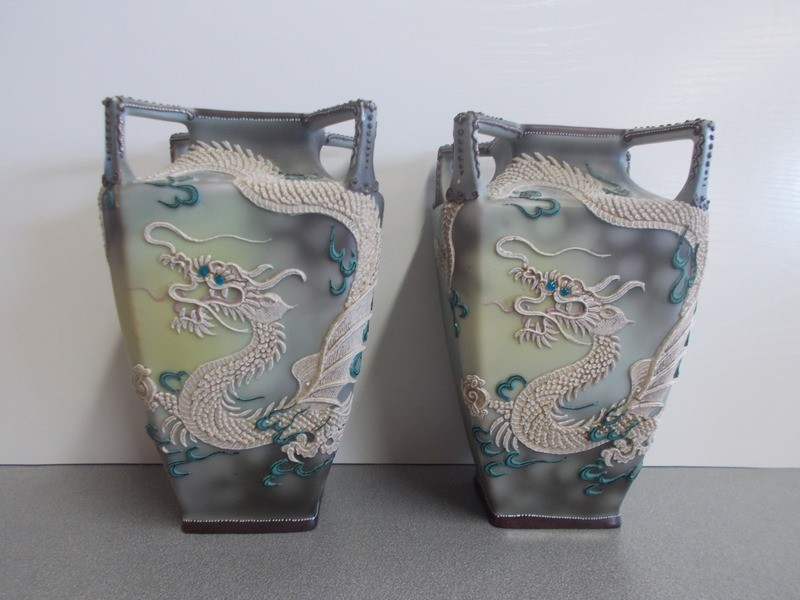 Nippon Dragonware Vase Pair