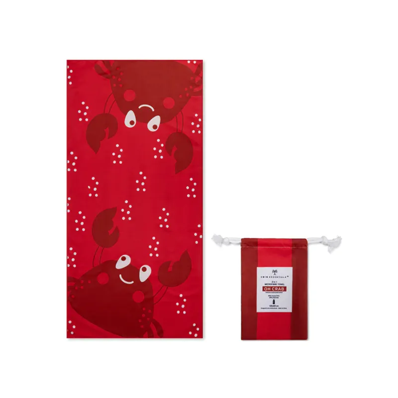 Oh Crab | Toalla de microfibra roja 135 x 65 cm