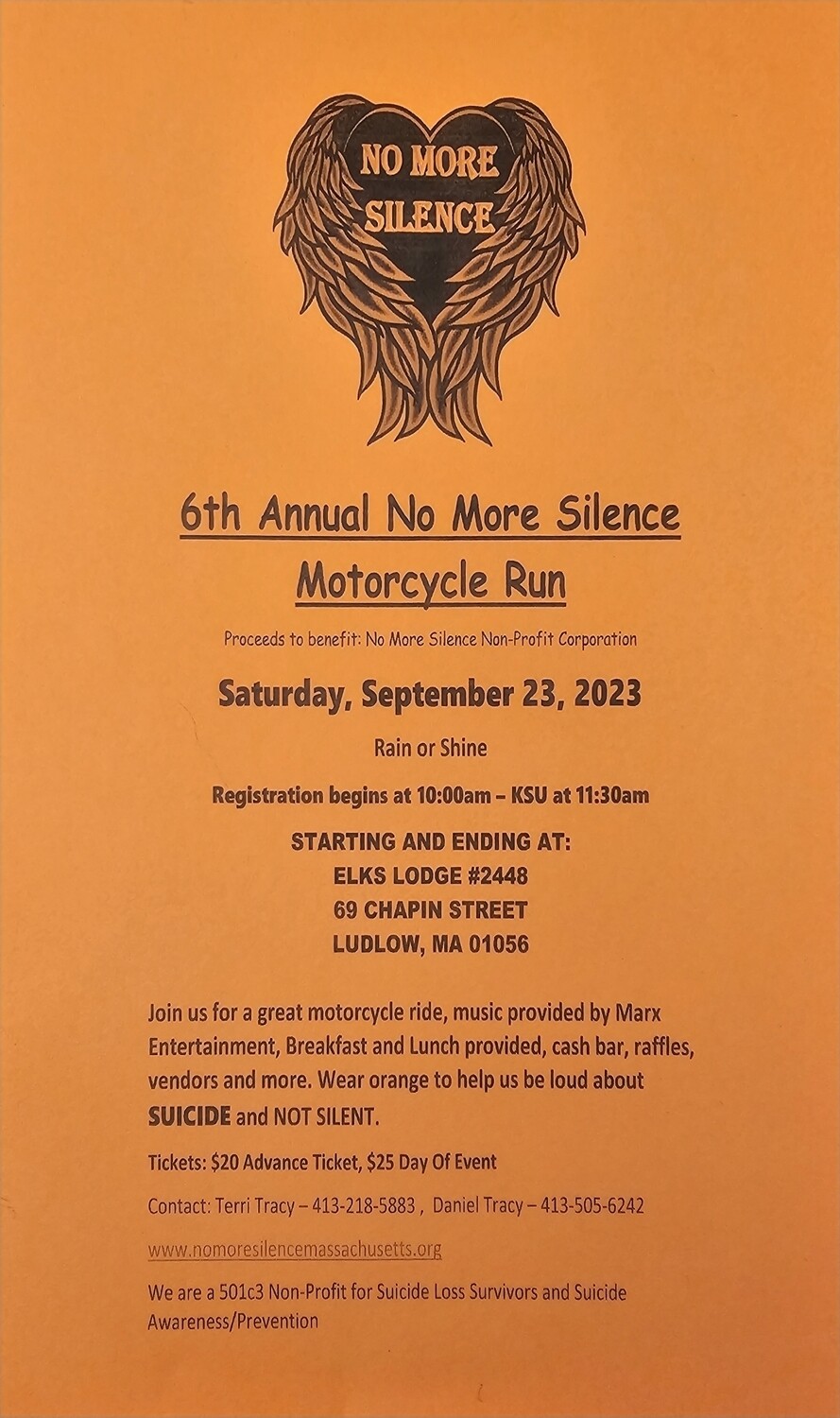 6th Annual No More Silence Motorcycle Run 