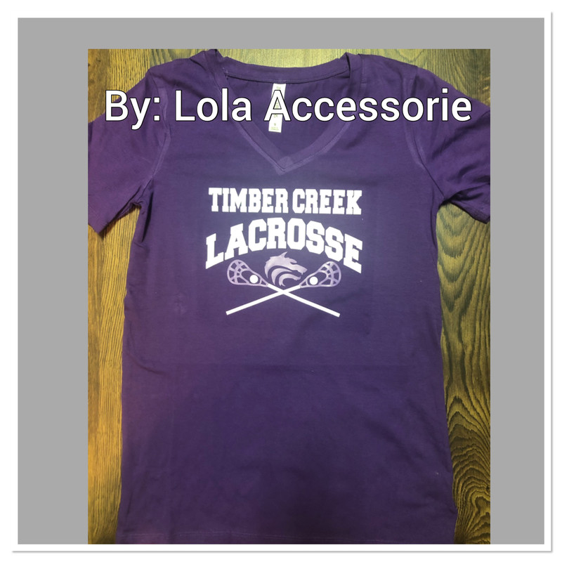 TCHS Lacrosse women cotton t-shirt with glitter or rhinestones  logo