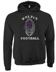 Unisex hoodie with TC Wolves Football logo