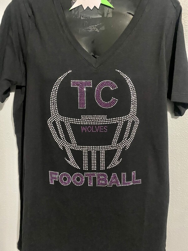 Women cotton t-shirt with TC Football bling logo