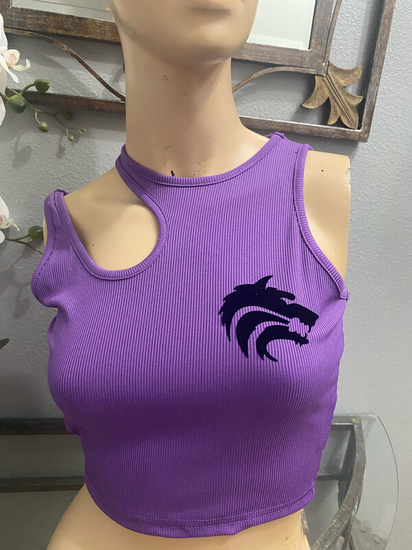 Junior Crop Top with Flock Wolf Head