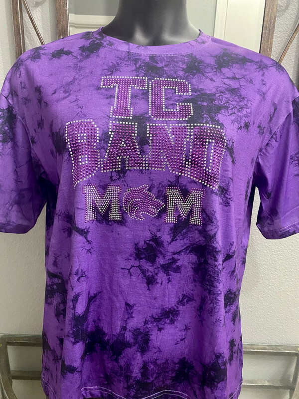 Women Tie-dye Loose T-shirt With TC Band Mom Bling