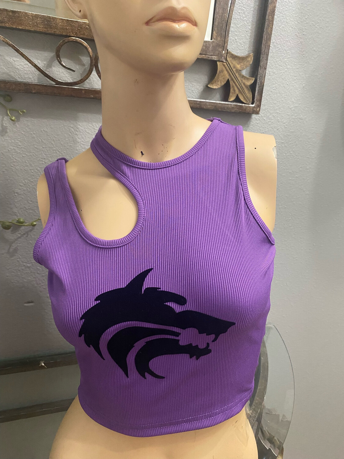 Junior Crop Top with Flock Wolf Logo