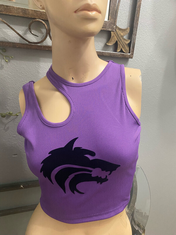 Junior Crop Top with Flock Wolf Logo